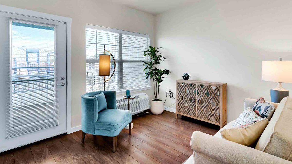 A living room in a Capitol Ridge apartment